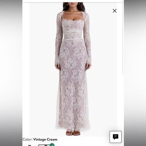 HOUSE OF CB Elegant Cream Lace Evening Gown